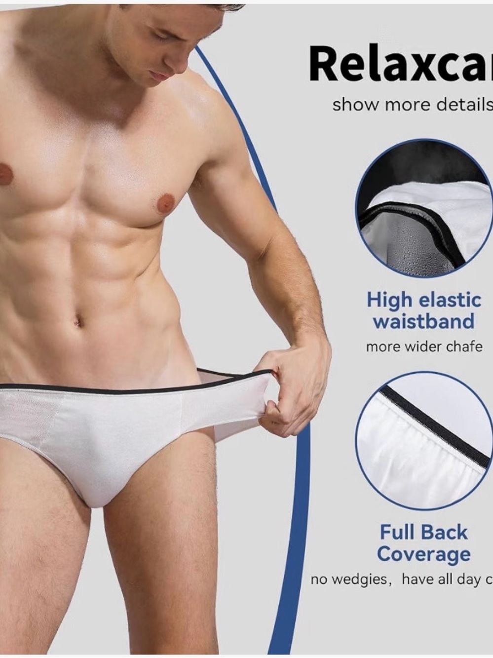 Men's no fly White Briefs 🩲 cotton - Stretch Comfort travel underwear